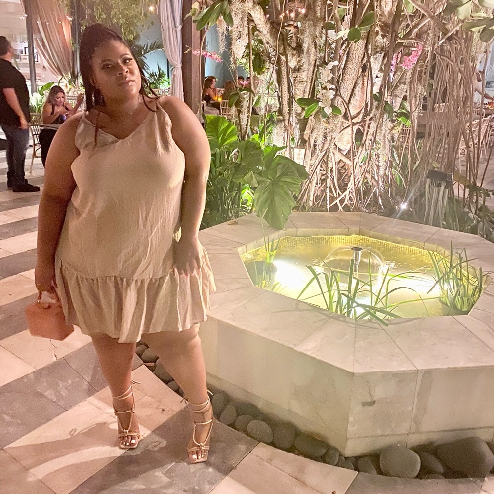 Tan spaghetti strap dress